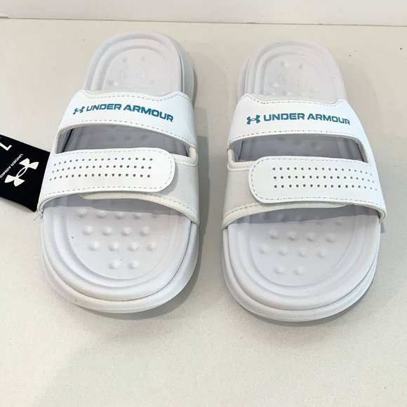 Under Armour Ansa Studio Slides Sandals Slip On Straps Gray Mist Size 7 NEW - Picture 5 of 7
